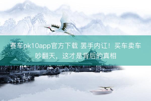 赛车pk10app官方下载 罢手内讧！买车卖车吵翻天，这才是背后的真相